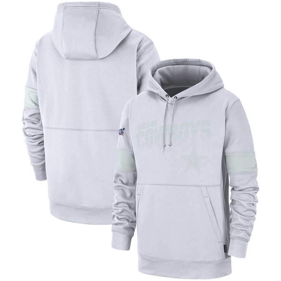 Dallas Cowboys Nike NFL 100TH 2019 Sideline Platinum Therma Pullover Hoodie White,We sell and wholesale Dallas Cowboys Nike NFL 100TH 2019 Sideline Platinum Therma Pullover Hoodie White on line form chian!
